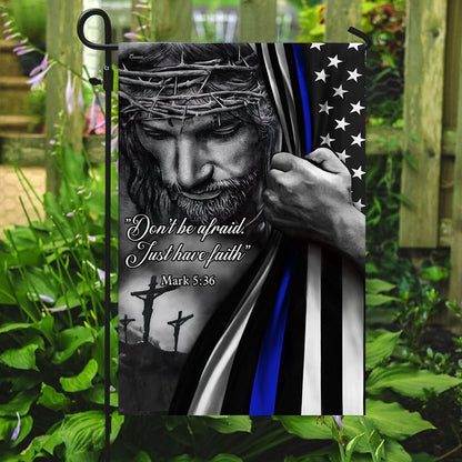 Christian Garden Flags, Jesus Don't Be Afraid Just Have Faith Police Flag, Christian House Flags, Christian Cross Flag, Faith Flag