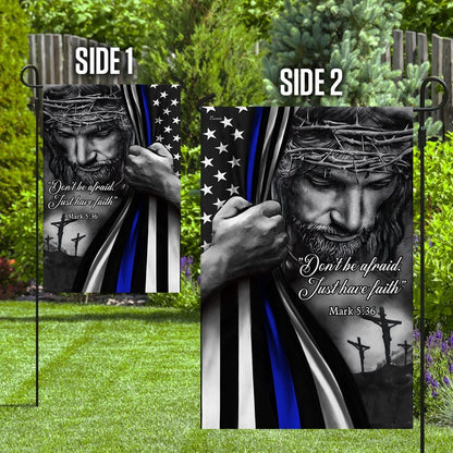 Christian Garden Flags, Jesus Don't Be Afraid Just Have Faith Police Flag, Christian House Flags, Christian Cross Flag, Faith Flag
