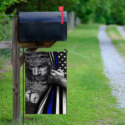 Christian Garden Flags, Jesus Don't Be Afraid Just Have Faith Police Flag, Christian House Flags, Christian Cross Flag, Faith Flag