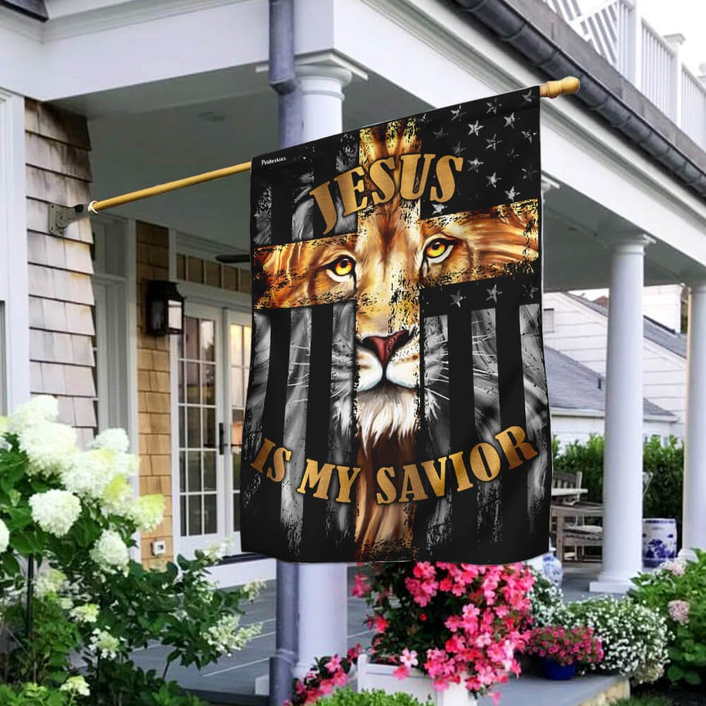 Christian Garden Flags, Jesus Is My Savior - Lion Christian Cross Flag, Christian House Flags, Christian Cross Flag, Faith Flag