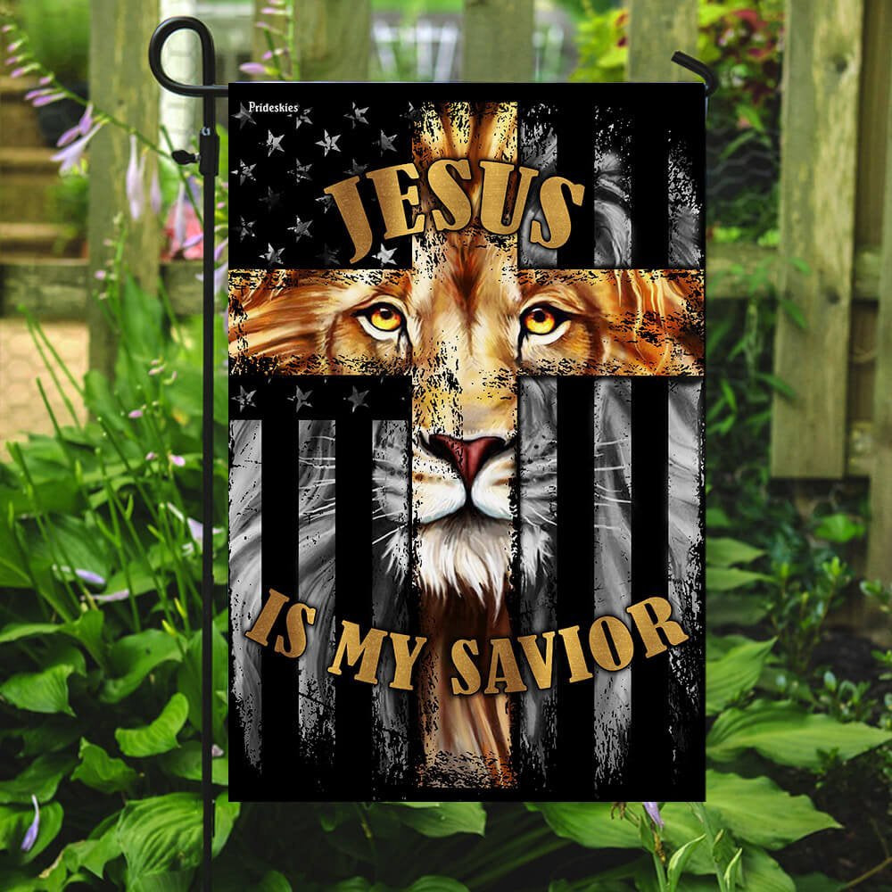 Christian Garden Flags, Jesus Is My Savior - Lion Christian Cross Flag, Christian House Flags, Christian Cross Flag, Faith Flag
