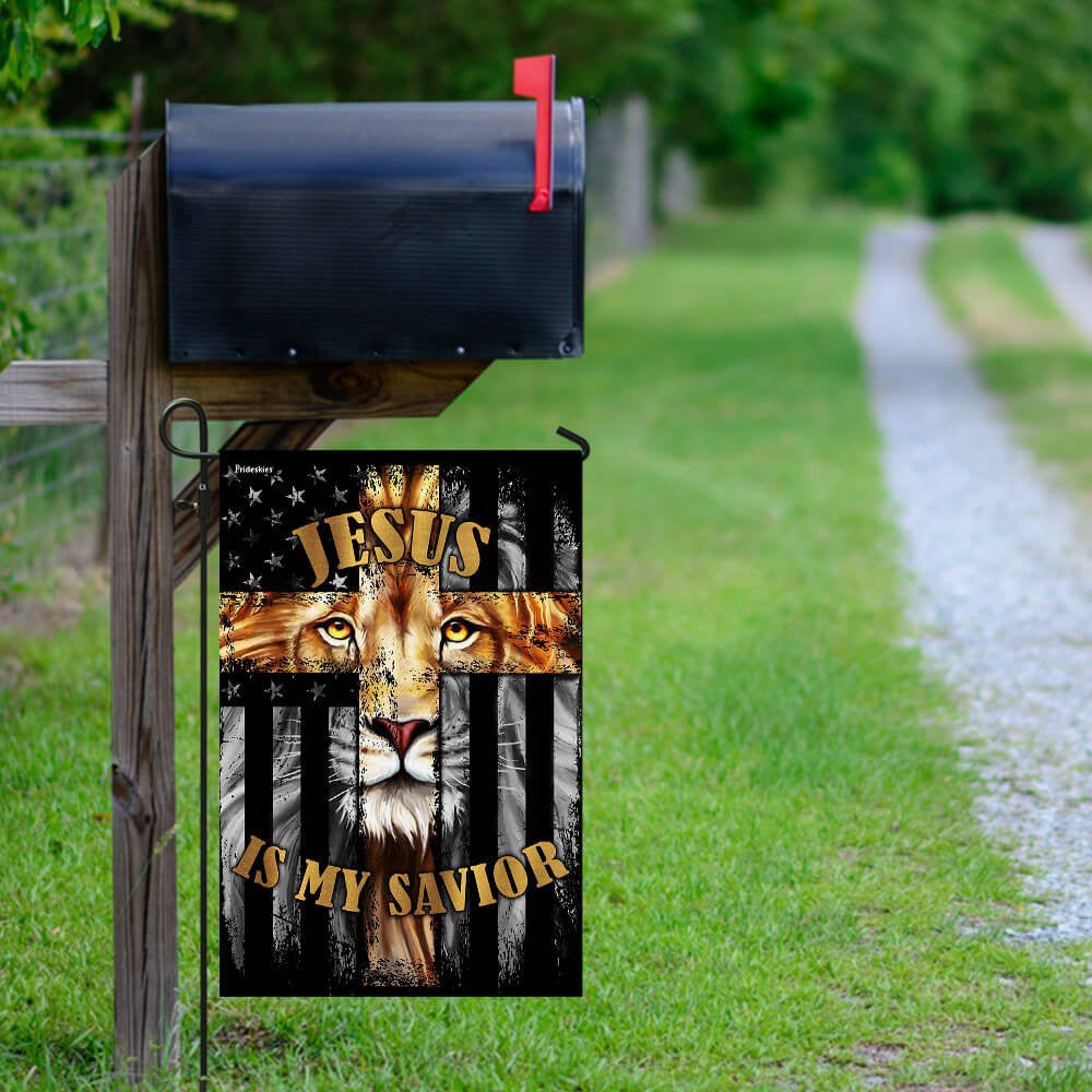 Christian Garden Flags, Jesus Is My Savior - Lion Christian Cross Flag, Christian House Flags, Christian Cross Flag, Faith Flag