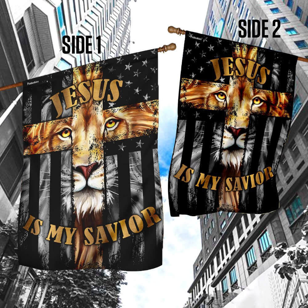 Christian Garden Flags, Jesus Is My Savior - Lion Christian Cross Flag, Christian House Flags, Christian Cross Flag, Faith Flag