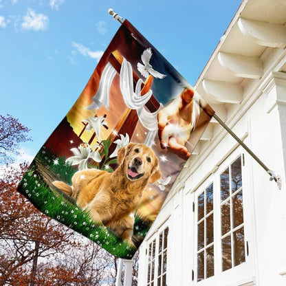 Christian Garden Flags, Jesus Is My Savior Golden Retriever Is My Therapy Flag, Christian House Flags, Christian Cross Flag, Faith Flag