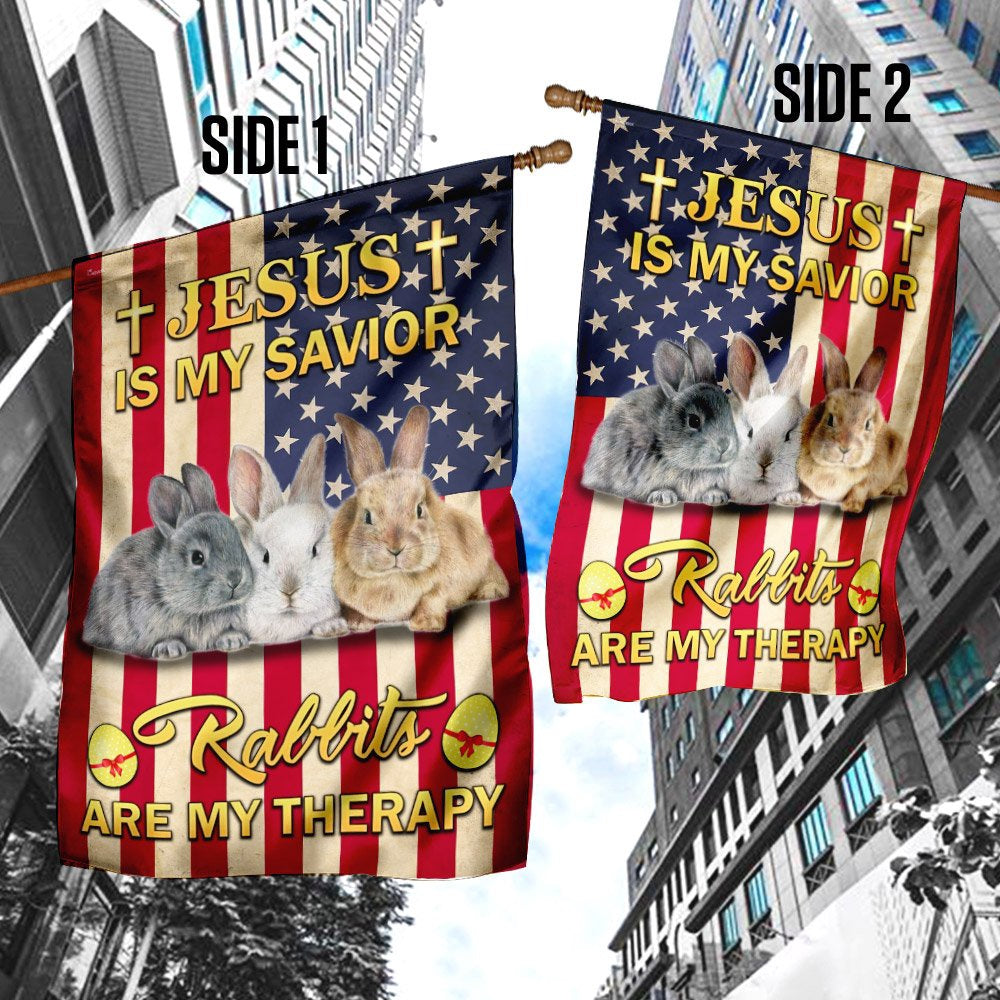Christian Garden Flags, Jesus Is My Savior Rabbits Are My Therapy, Christian House Flags, Christian Cross Flag, Faith Flag