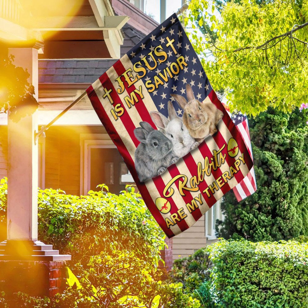 Christian Garden Flags, Jesus Is My Savior Rabbits Are My Therapy, Christian House Flags, Christian Cross Flag, Faith Flag