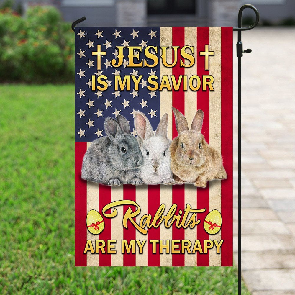 Christian Garden Flags, Jesus Is My Savior Rabbits Are My Therapy, Christian House Flags, Christian Cross Flag, Faith Flag