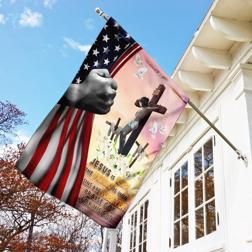 Christian Garden Flags, Jesus Is Risen Christian Easter Day Flag, Christian House Flags, Christian Cross Flag, Faith Flag