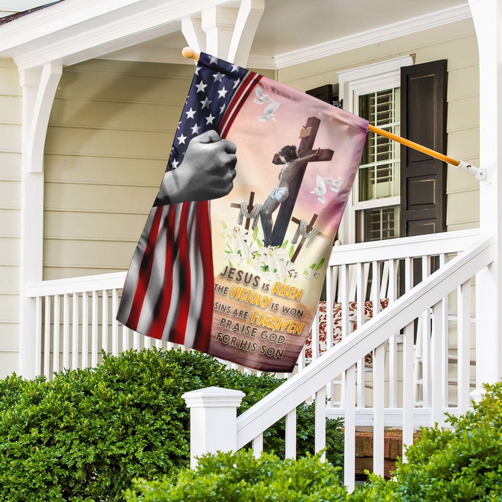 Christian Garden Flags, Jesus Is Risen Christian Easter Day Flag, Christian House Flags, Christian Cross Flag, Faith Flag