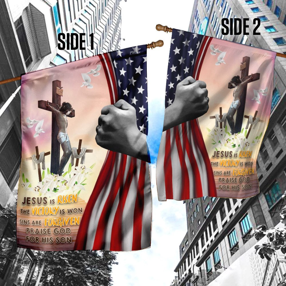 Christian Garden Flags, Jesus Is Risen Christian Easter Day Flag, Christian House Flags, Christian Cross Flag, Faith Flag