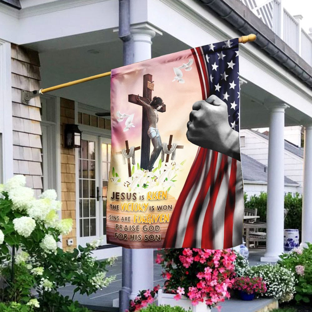 Christian Garden Flags, Jesus Is Risen Christian Easter Day Flag, Christian House Flags, Christian Cross Flag, Faith Flag