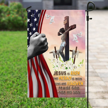 Christian Garden Flags, Jesus Is Risen Christian Easter Day Flag, Christian House Flags, Christian Cross Flag, Faith Flag