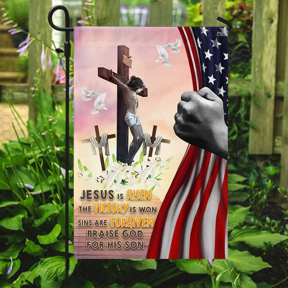 Christian Garden Flags, Jesus Is Risen Christian Easter Day Flag, Christian House Flags, Christian Cross Flag, Faith Flag