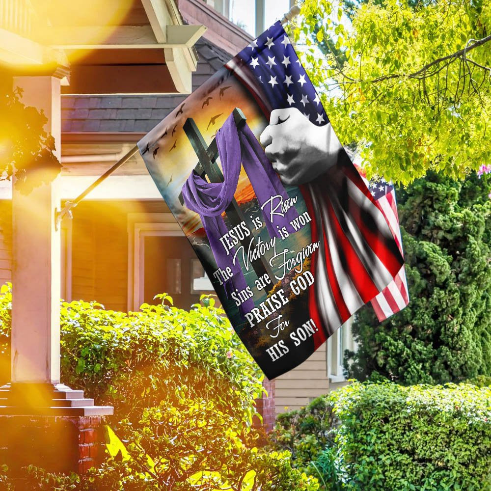 Christian Garden Flags, Jesus Is Risen Easter Flag, Christian House Flags, Christian Cross Flag, Faith Flag