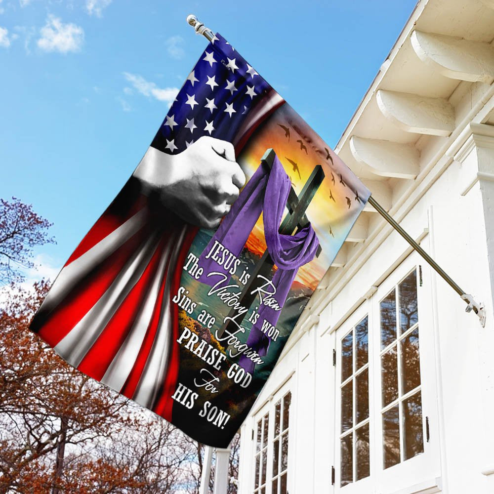 Christian Garden Flags, Jesus Is Risen Easter Flag, Christian House Flags, Christian Cross Flag, Faith Flag