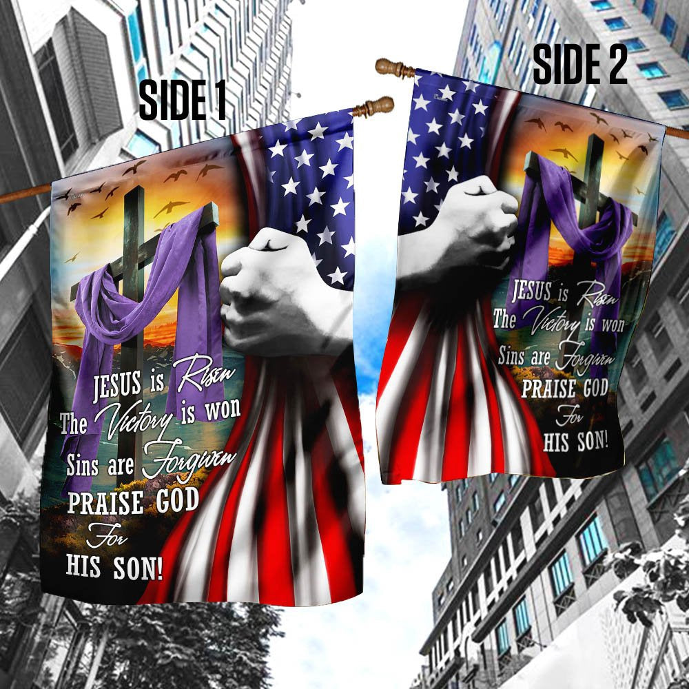 Christian Garden Flags, Jesus Is Risen Easter Flag, Christian House Flags, Christian Cross Flag, Faith Flag