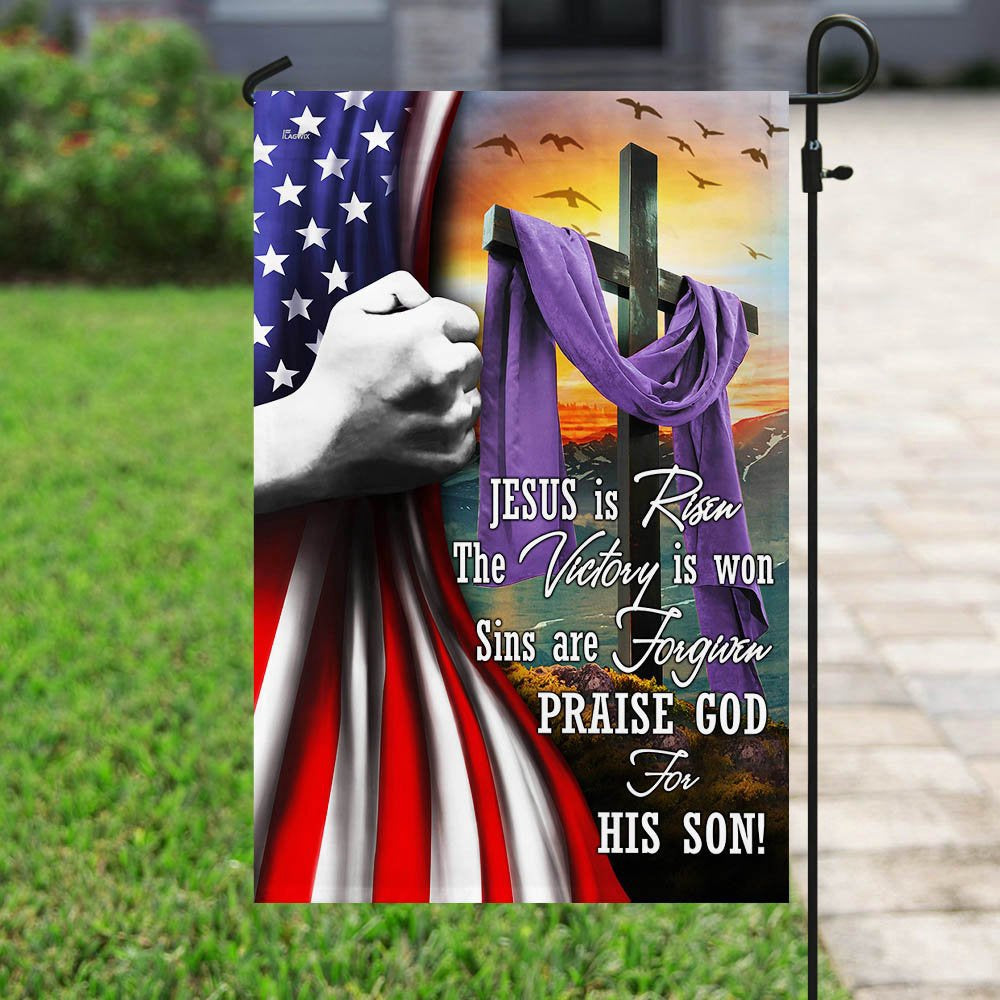 Christian Garden Flags, Jesus Is Risen Easter Flag, Christian House Flags, Christian Cross Flag, Faith Flag