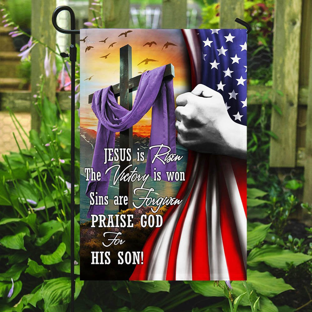 Christian Garden Flags, Jesus Is Risen Easter Flag, Christian House Flags, Christian Cross Flag, Faith Flag