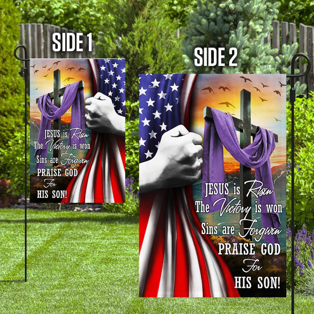 Christian Garden Flags, Jesus Is Risen Easter Flag, Christian House Flags, Christian Cross Flag, Faith Flag
