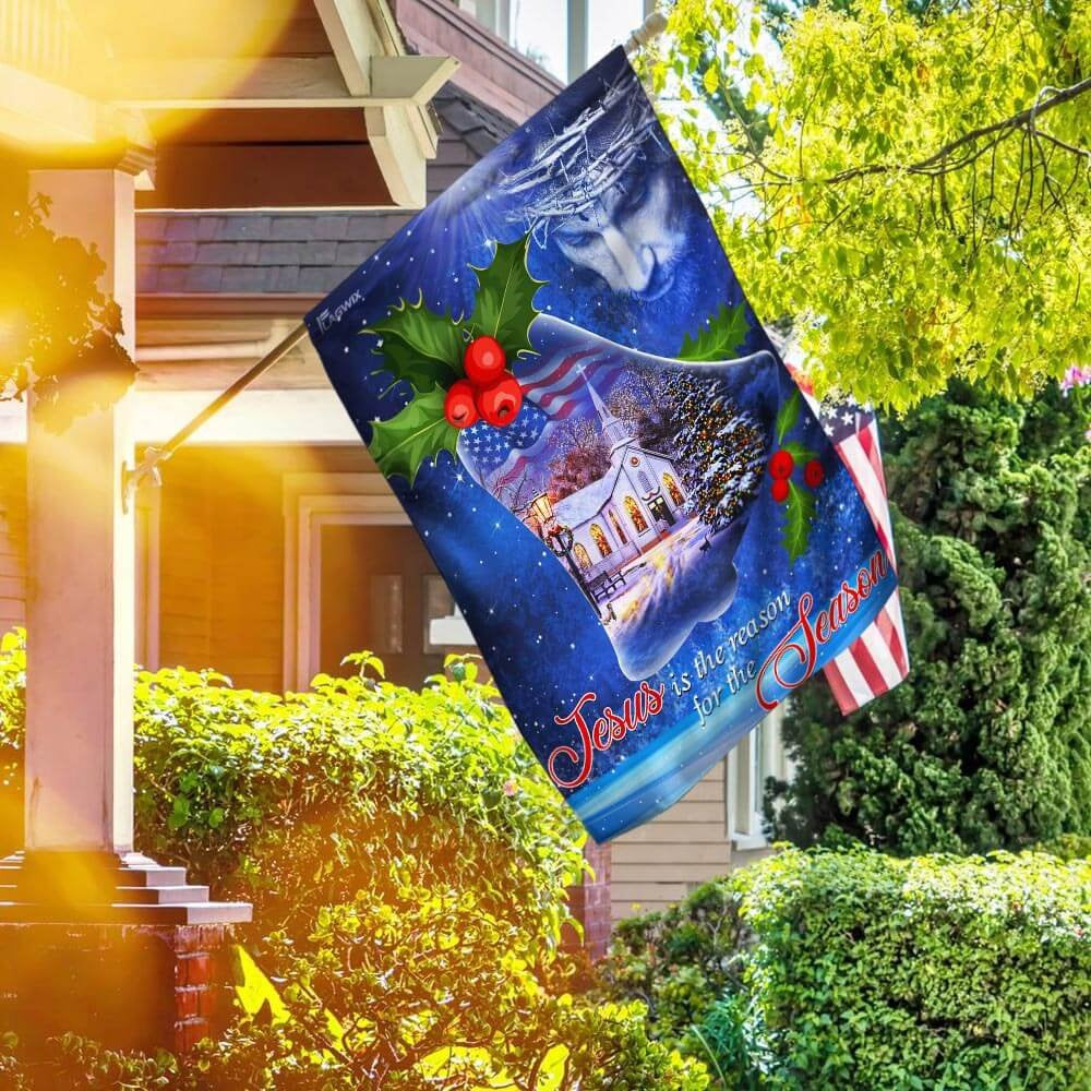 Christian Garden Flags, Jesus Is The Reason For The Season Christmas Flag, Christian House Flags, Christian Cross Flag, Faith Flag