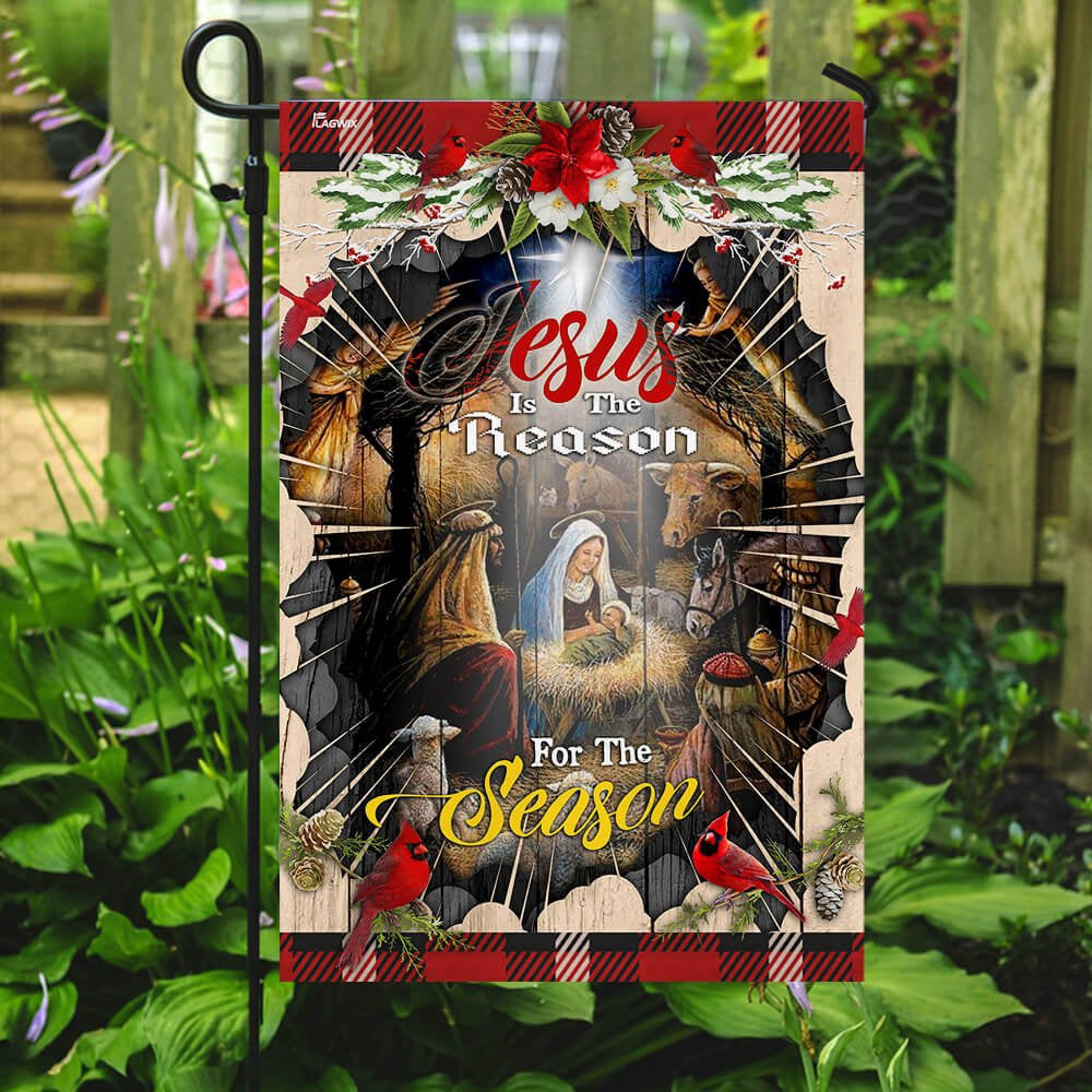 Christian Garden Flags, Jesus Is The Reason For The Season Flag, Christian House Flags, Christian Cross Flag, Faith Flag