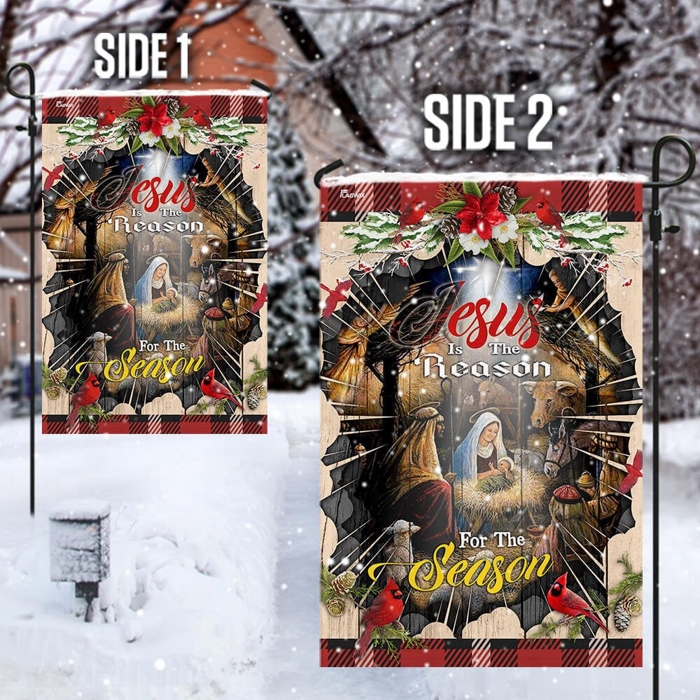 Christian Garden Flags, Jesus Is The Reason For The Season Flag, Christian House Flags, Christian Cross Flag, Faith Flag