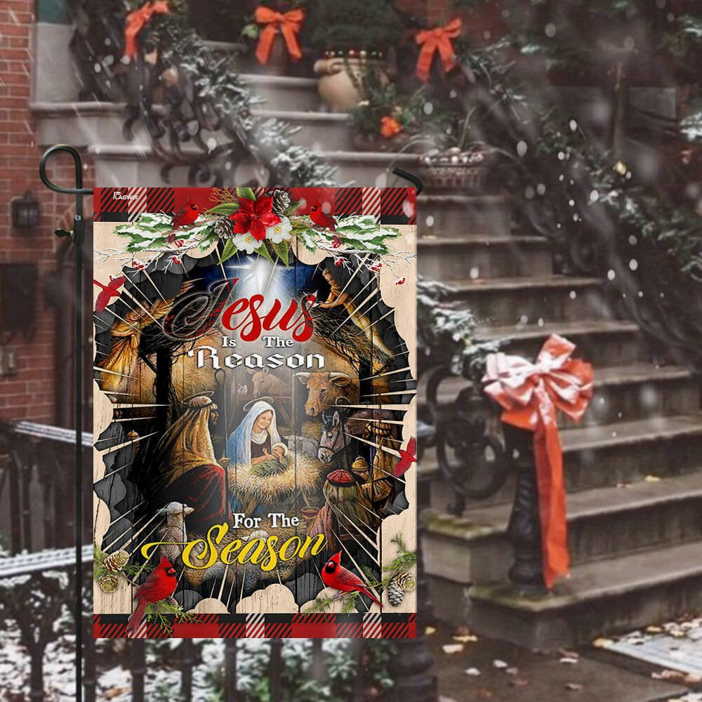 Christian Garden Flags, Jesus Is The Reason For The Season Flag, Christian House Flags, Christian Cross Flag, Faith Flag