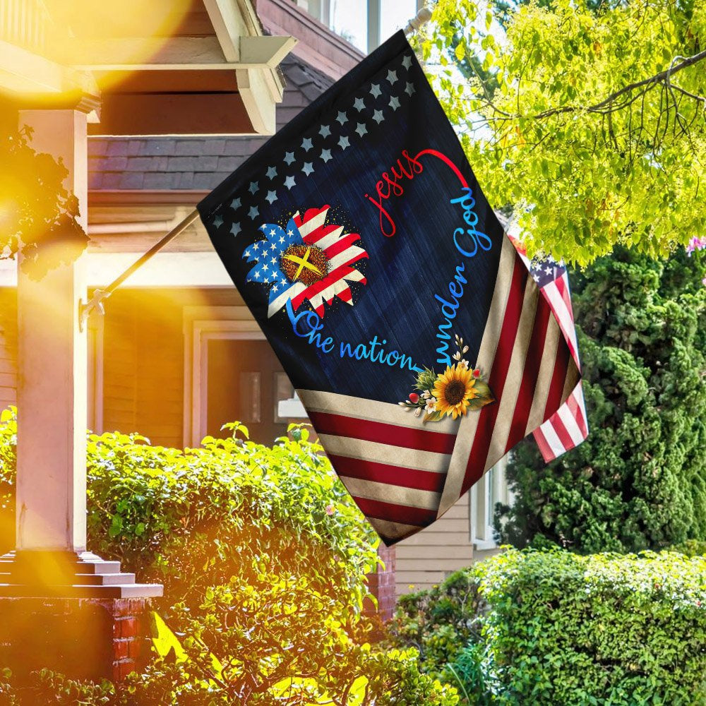 Christian Garden Flags, Jesus One Nation Under God Sunflower Flag, Christian House Flags, Christian Cross Flag, Faith Flag