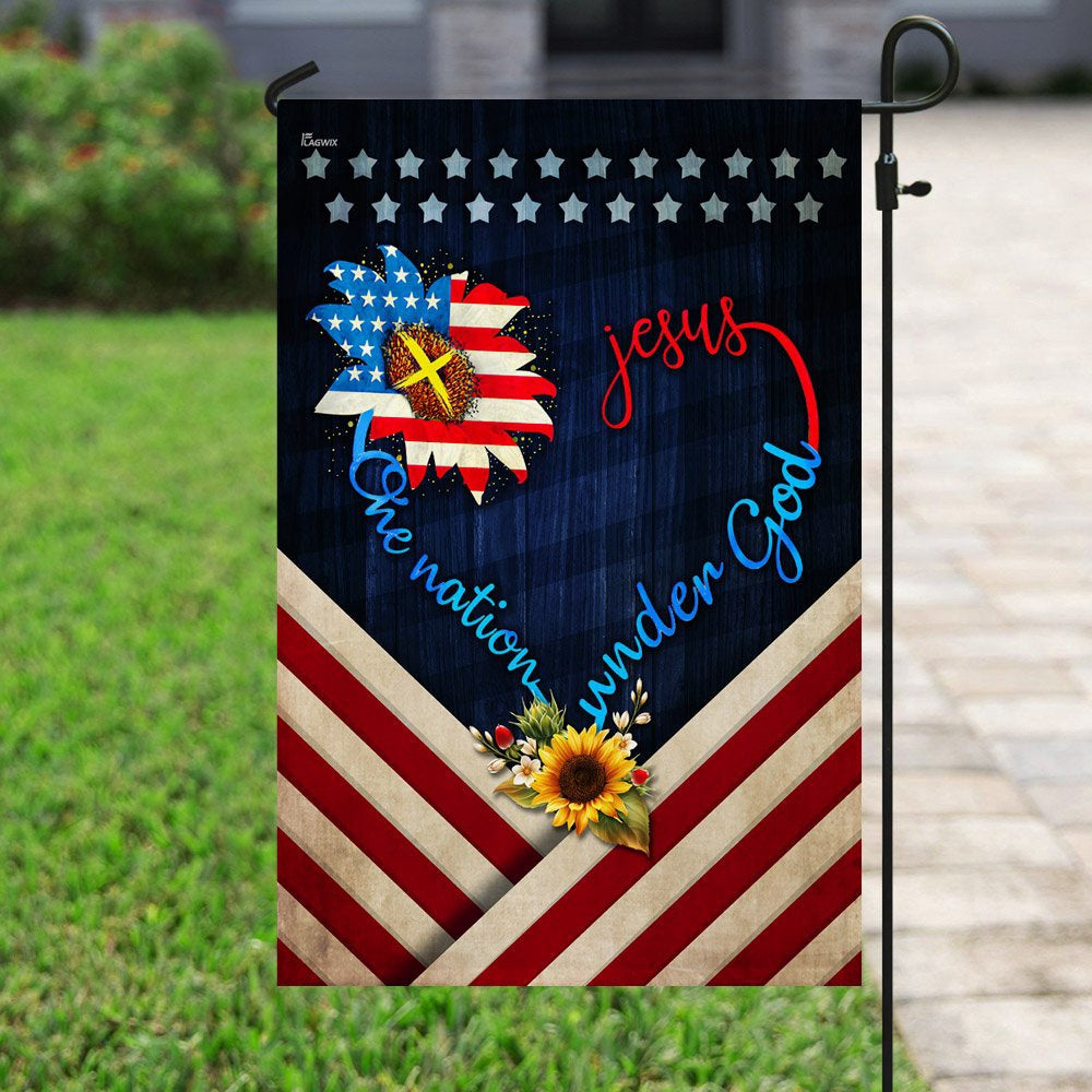 Christian Garden Flags, Jesus One Nation Under God Sunflower Flag, Christian House Flags, Christian Cross Flag, Faith Flag