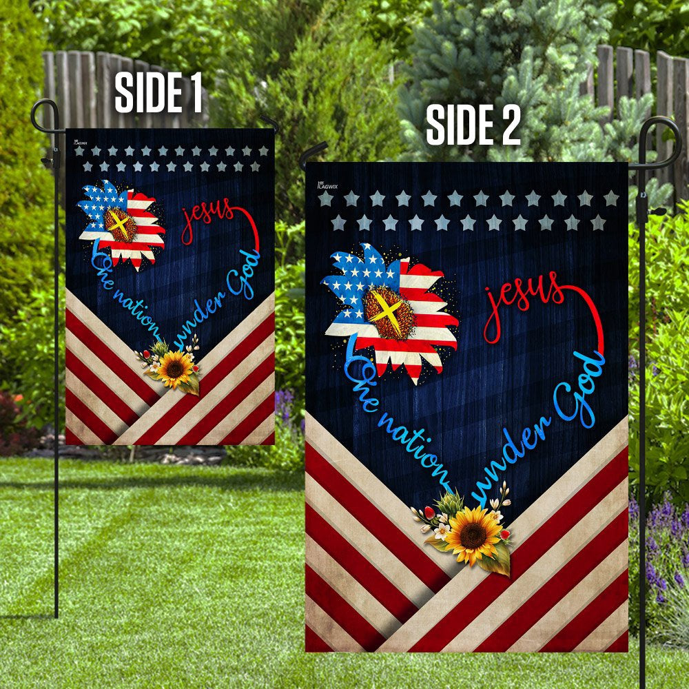 Christian Garden Flags, Jesus One Nation Under God Sunflower Flag, Christian House Flags, Christian Cross Flag, Faith Flag