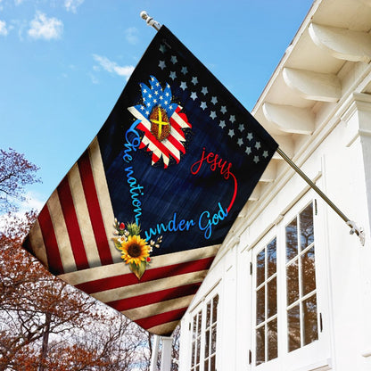 Christian Garden Flags, Jesus One Nation Under God Sunflower Flag, Christian House Flags, Christian Cross Flag, Faith Flag