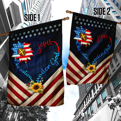 Christian Garden Flags, Jesus One Nation Under God Sunflower Flag, Christian House Flags, Christian Cross Flag, Faith Flag