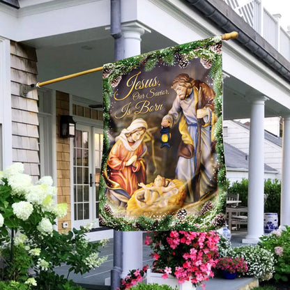 Christian Garden Flags, Jesus Our Savior Is Born Flag, Christian House Flags, Christian Cross Flag, Faith Flag