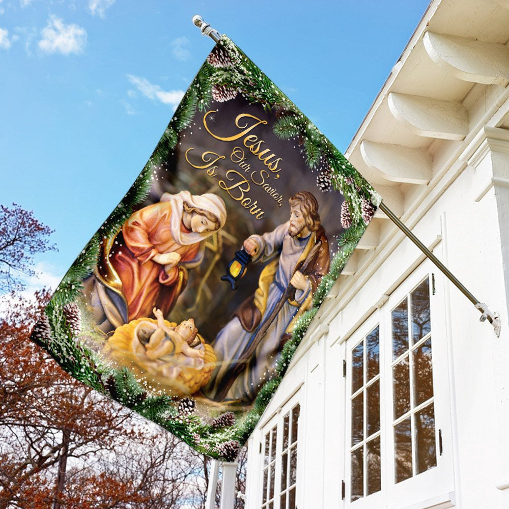 Christian Garden Flags, Jesus Our Savior Is Born Flag, Christian House Flags, Christian Cross Flag, Faith Flag