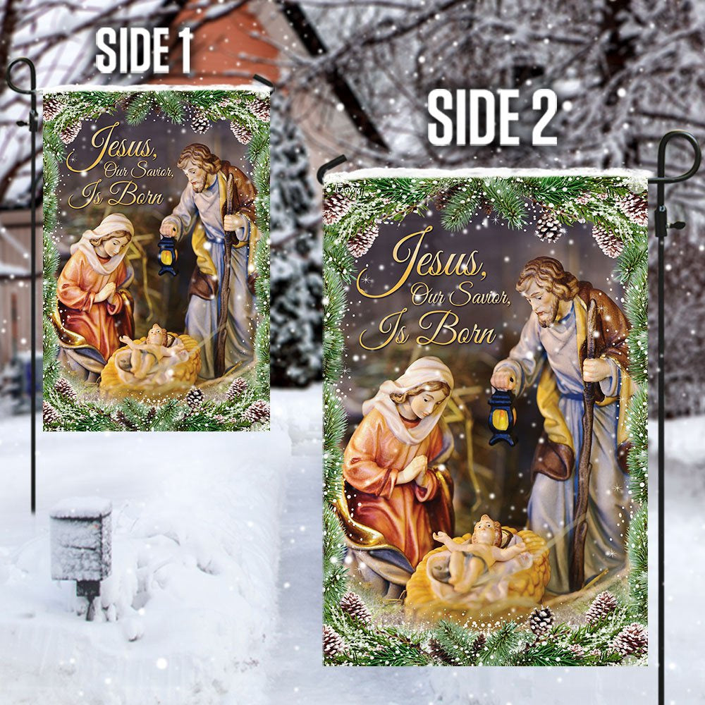 Christian Garden Flags, Jesus Our Savior Is Born Flag, Christian House Flags, Christian Cross Flag, Faith Flag