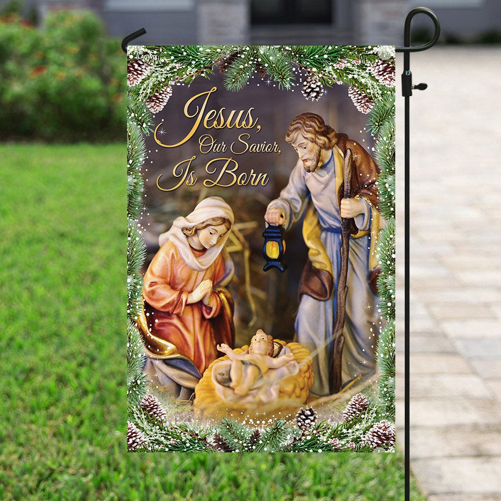 Christian Garden Flags, Jesus Our Savior Is Born Flag, Christian House Flags, Christian Cross Flag, Faith Flag