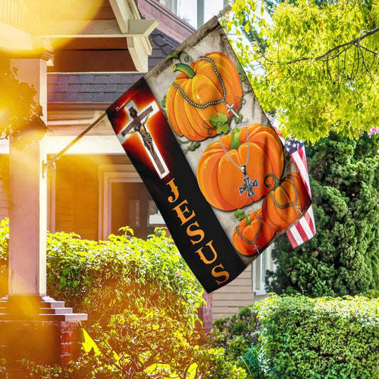 Christian Garden Flags, Jesus Pumpkin Flag, Christian House Flags, Christian Cross Flag, Faith Flag