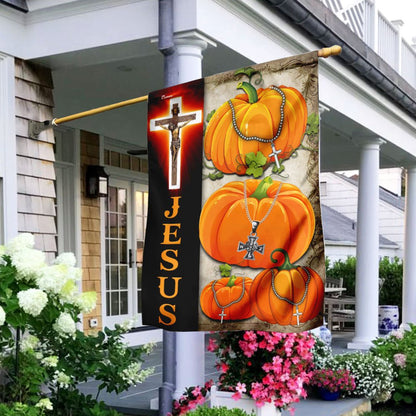 Christian Garden Flags, Jesus Pumpkin Flag, Christian House Flags, Christian Cross Flag, Faith Flag