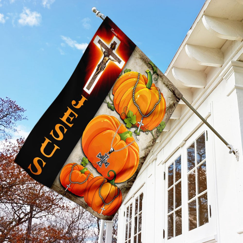 Christian Garden Flags, Jesus Pumpkin Flag, Christian House Flags, Christian Cross Flag, Faith Flag