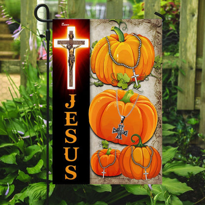 Christian Garden Flags, Jesus Pumpkin Flag, Christian House Flags, Christian Cross Flag, Faith Flag
