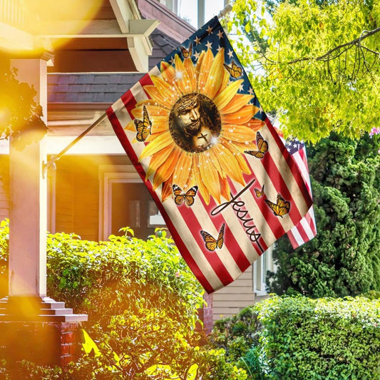 Christian Garden Flags, Jesus, Sunflower Faith American Flag, Christian House Flags, Christian Cross Flag, Faith Flag