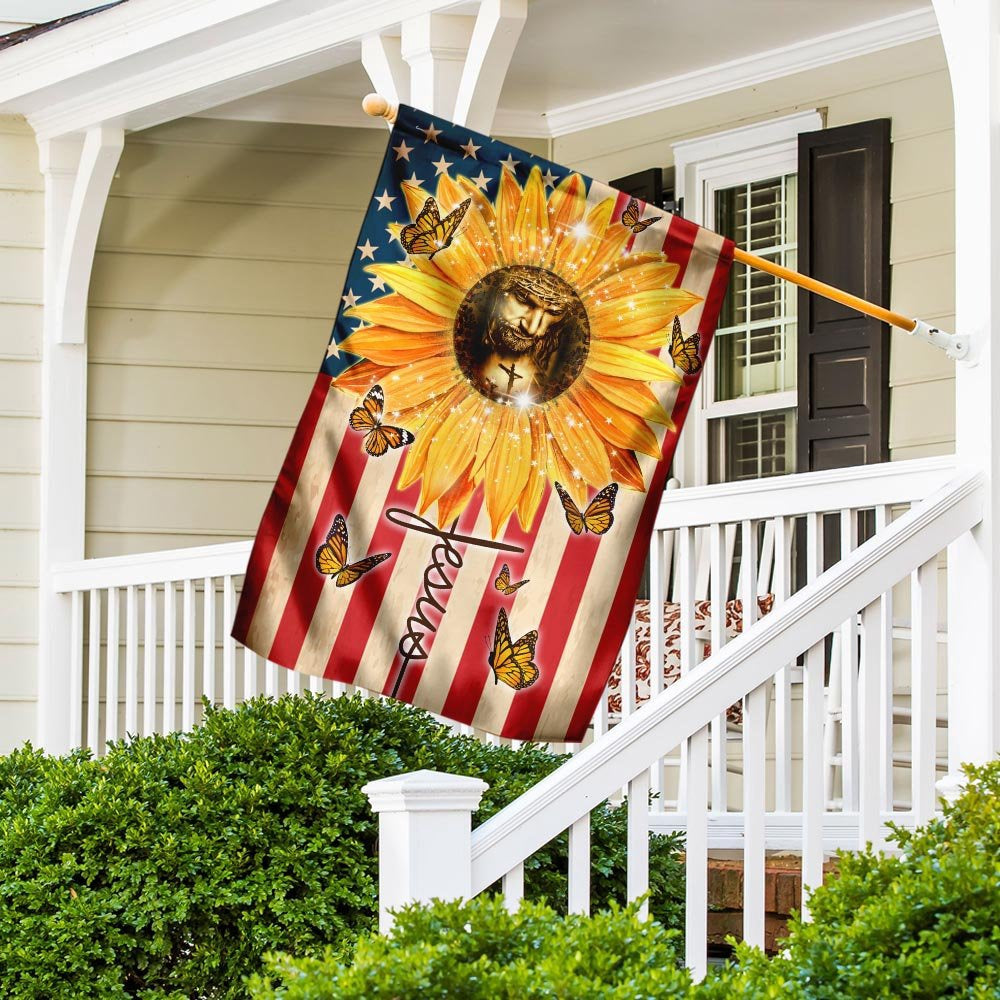 Christian Garden Flags, Jesus, Sunflower Faith American Flag, Christian House Flags, Christian Cross Flag, Faith Flag