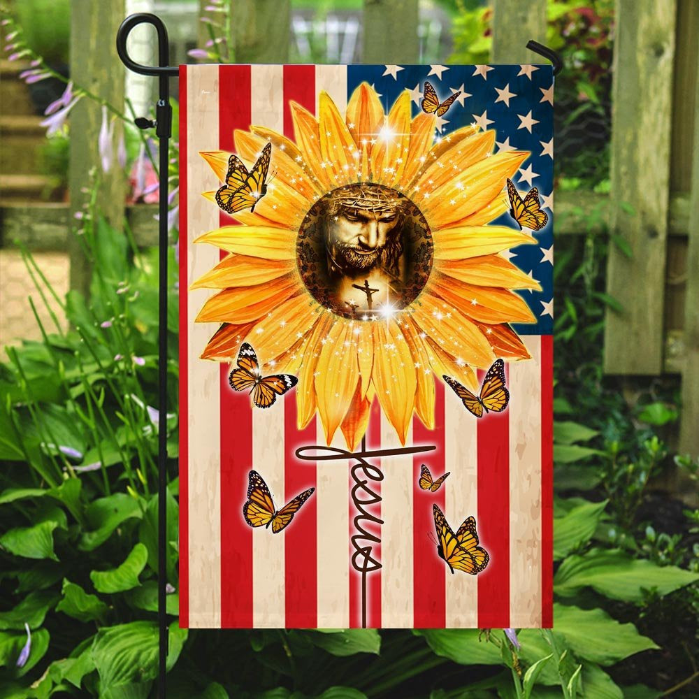 Christian Garden Flags, Jesus, Sunflower Faith American Flag, Christian House Flags, Christian Cross Flag, Faith Flag