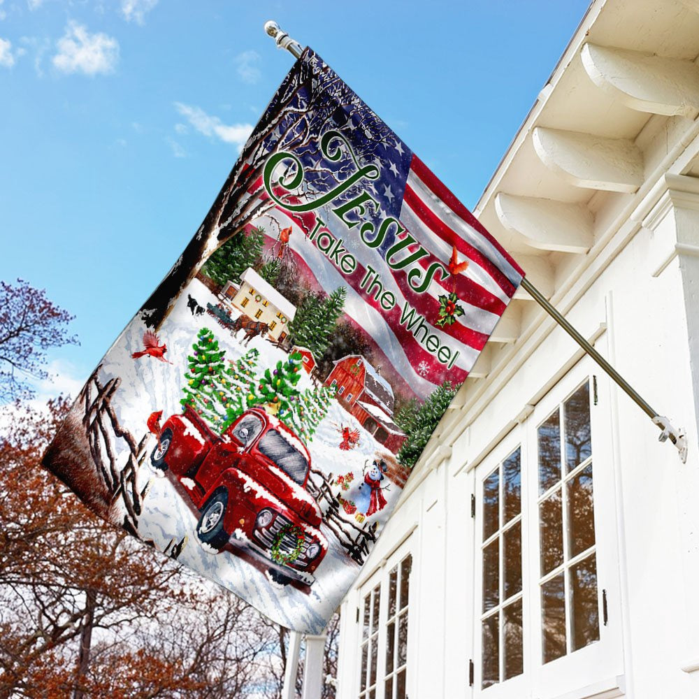 Christian Garden Flags, Jesus Take The Wheel, Christmas Truck Flag, Christian House Flags, Christian Cross Flag, Faith Flag