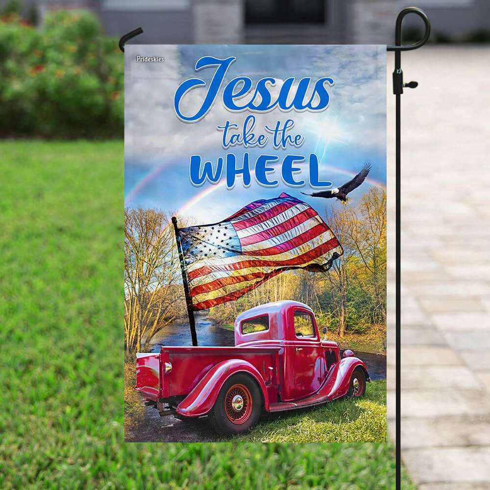 Christian Garden Flags, Jesus, Take The Wheel Flag, Christian House Flags, Christian Cross Flag, Faith Flag