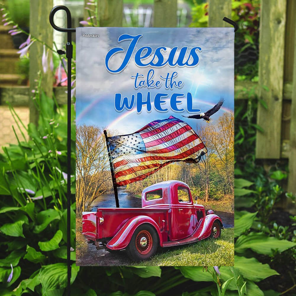 Christian Garden Flags, Jesus, Take The Wheel Flag, Christian House Flags, Christian Cross Flag, Faith Flag