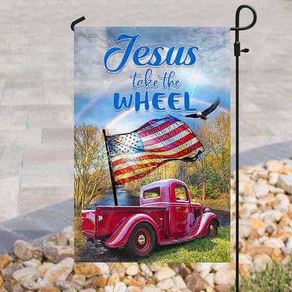 Christian Garden Flags, Jesus, Take The Wheel Flag, Christian House Flags, Christian Cross Flag, Faith Flag