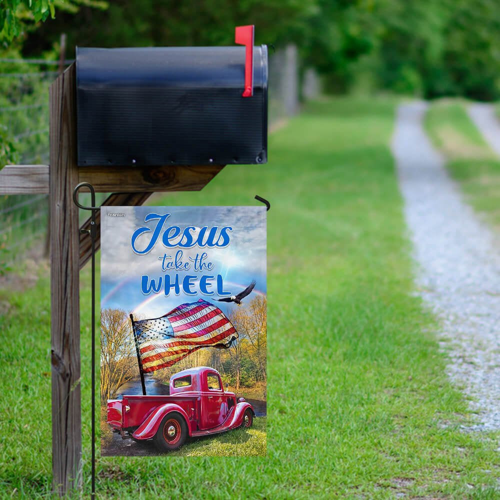 Christian Garden Flags, Jesus, Take The Wheel Flag, Christian House Flags, Christian Cross Flag, Faith Flag