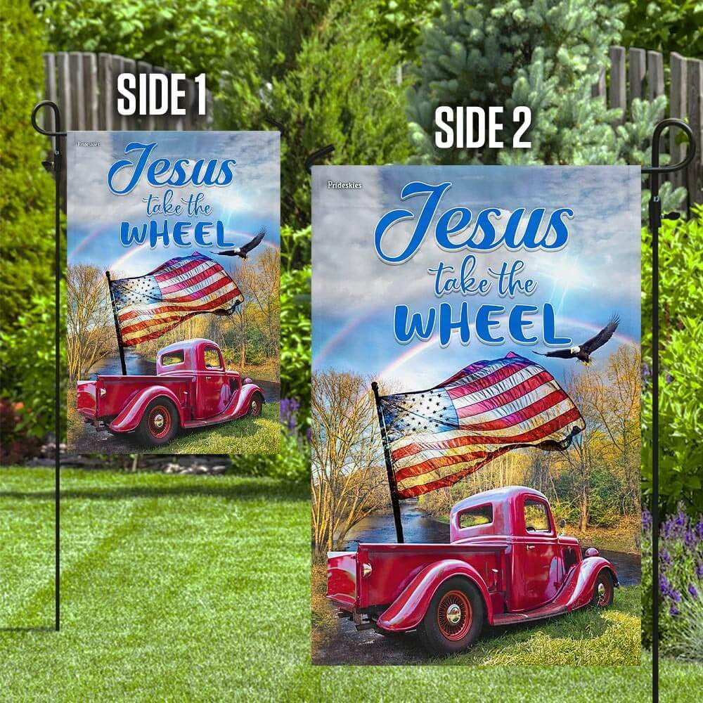 Christian Garden Flags, Jesus, Take The Wheel Flag, Christian House Flags, Christian Cross Flag, Faith Flag