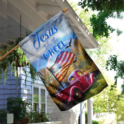 Christian Garden Flags, Jesus, Take The Wheel Flag, Christian House Flags, Christian Cross Flag, Faith Flag